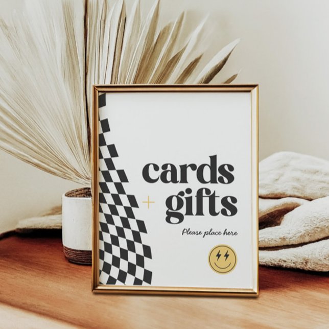 Cool One Boy's Checkered Retro Cards and Gifts Poster (Creator Uploaded)