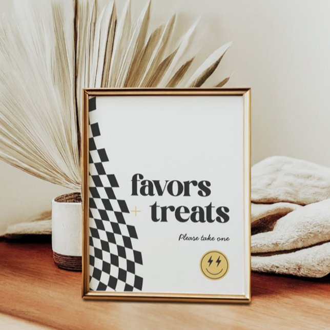 Cool One Boy's Checkered Retro Favor Sign (Creator Uploaded)