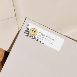 Cool One Boy&#39;s Checkered Retro Return Address Label