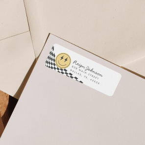 Cool One Boy's Checkered Retro Return Address Label