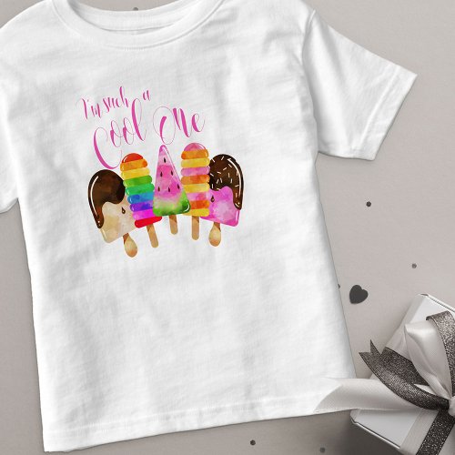 Cool One Girls 1st Birthday Popsicle Toddler T_shirt