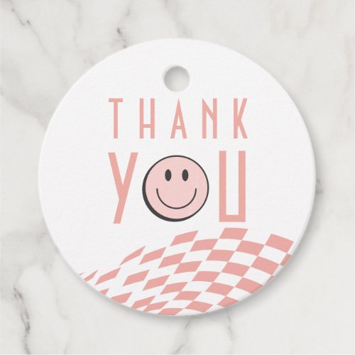 Cool One Girls First Birthday Checkered Retro Favor Tags