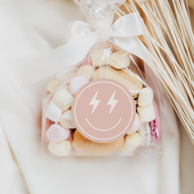 Cool One Girl's Happy Face Checkered Retro Classic Round Sticker (Creator Uploaded)