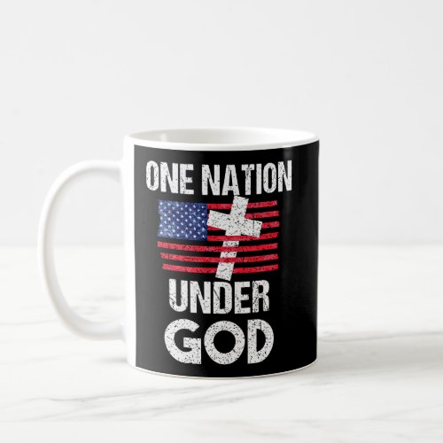 Cool One Nation Under God Funny Usa Flag Cross Pat Coffee Mug