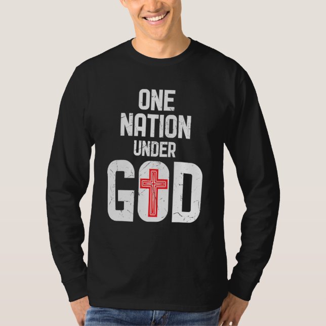 Cool One Nation Under God Religion Red Cross Activ T-Shirt (Front)