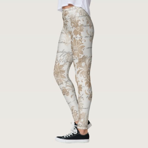 cool one of a kind ephemera floral pattern womens leggings