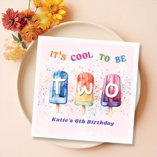 Cool One Pink Popsicle 1st Birthday Party Napkins