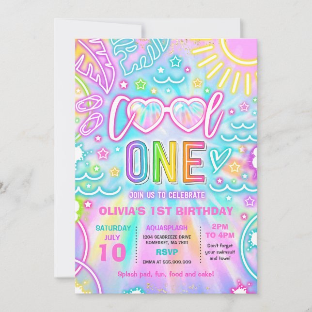 Cool One Pool 1st Birthday Party  Invitation (Front)