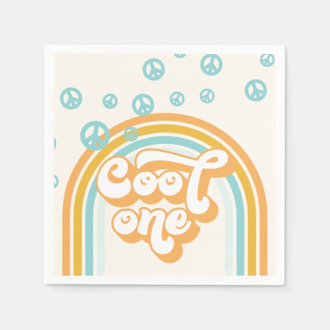 Cool One Retro Boy 1st Birthday Napkins (Front)