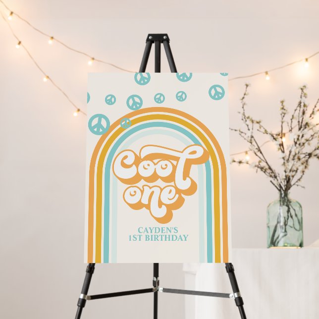 Cool One Retro Boy 1st Birthday Welcome Foam Board (In Situ (Stand))