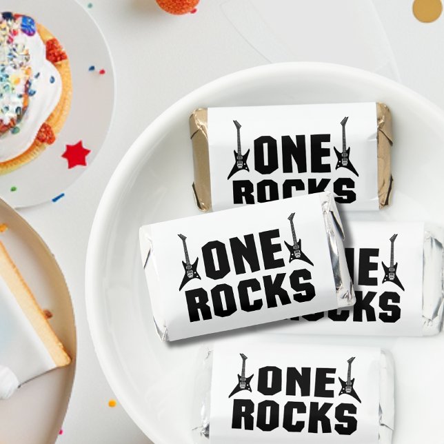 Cool One Rocks 1st Birthday Black and White Hershey's Miniatures (Creator Uploaded)