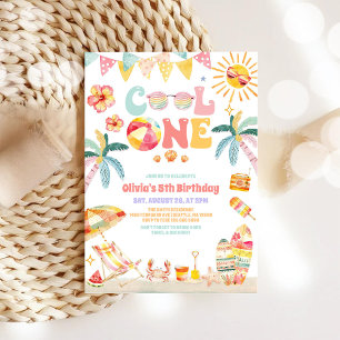 Cool One Summer Party 1st Birthday Invitation