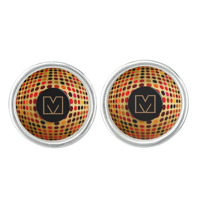 Cool Optical Dotty Illusion Monogram Cufflinks (Front)