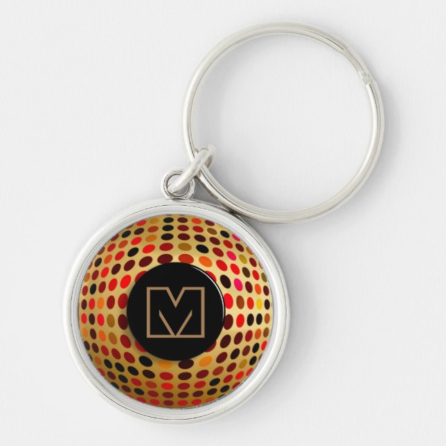 Cool Optical Dotty Illusion Monogram Keychain (Front)