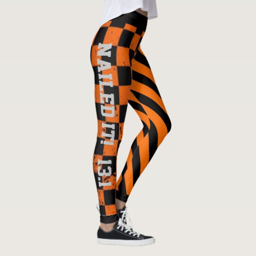 Cool Orange and Black Grunge Design Leggings