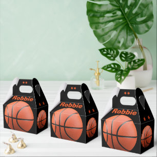 Cool Orange Basketball and Monogram Favor Box