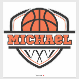 Cool Orange Black Basketball Sports Sticker