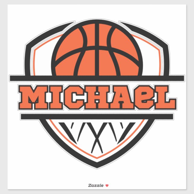 Cool Orange Black Basketball Sports Sticker (Sheet)