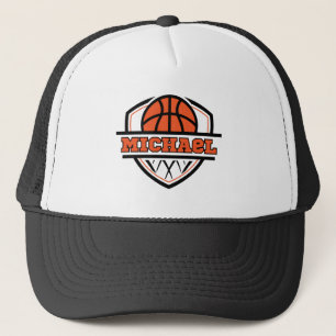 Cool Orange Black Basketball Sports Trucker Hat