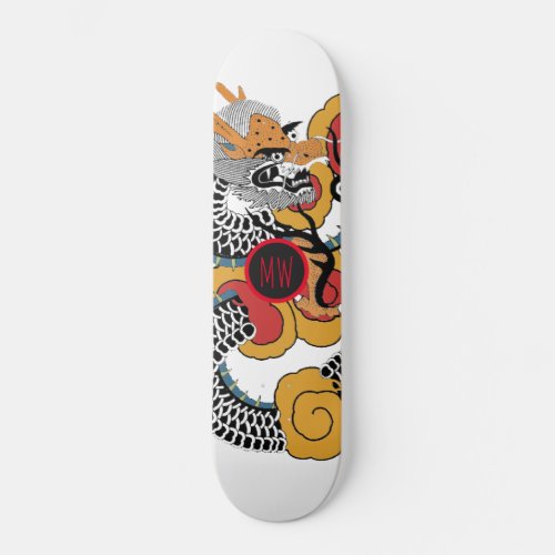 Cool Orange Black Dragon Skateboard