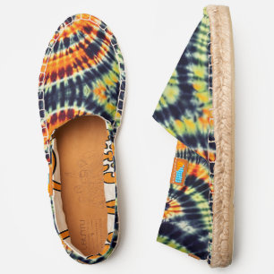 Cool Orange Black Green Earthy Hippie Tie'n'Dye Espadrilles