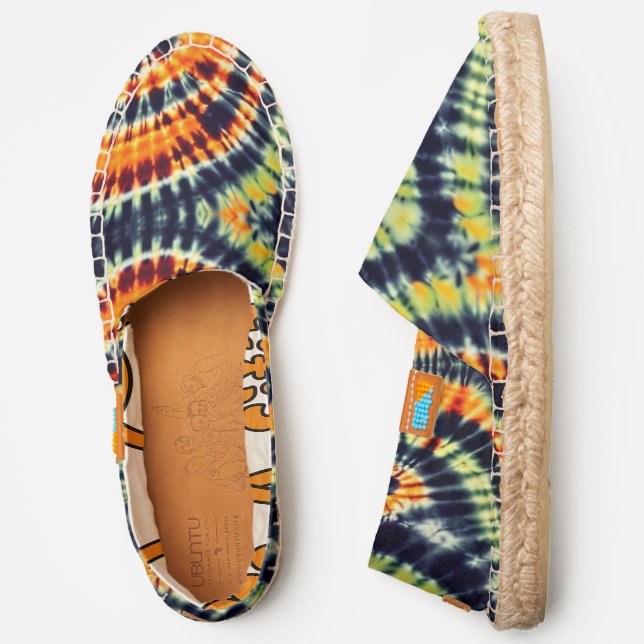    Cool Orange Black Green Earthy Hippie Tie'n'Dye Espadrilles (Side)
