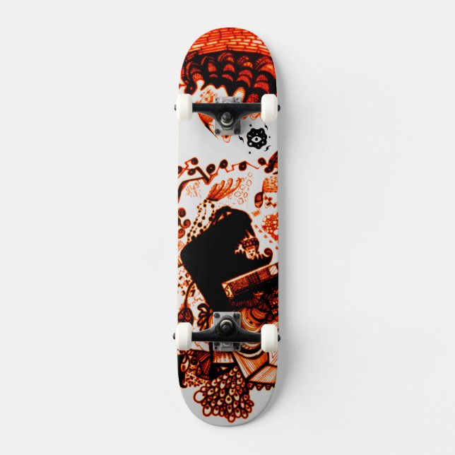 Cool Orange Black Skateboard (Front)