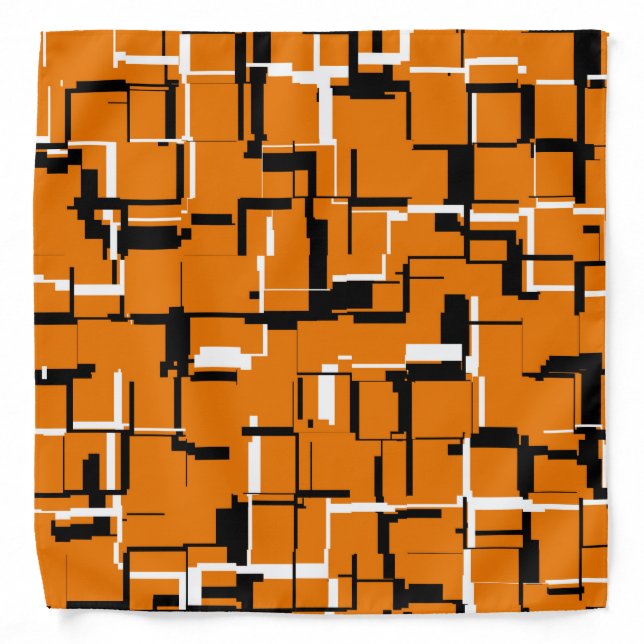 COOL Orange Black White Abstract Bandana (Front)