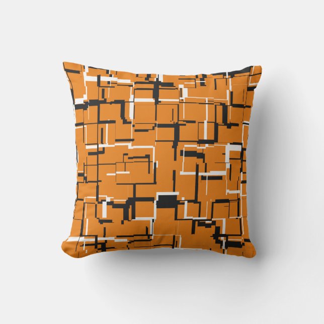 COOL Orange Black White Outdoor Pillow (Front)