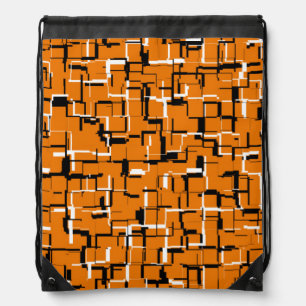 COOL Orange Black White Unique Pattern Drawstring Bag