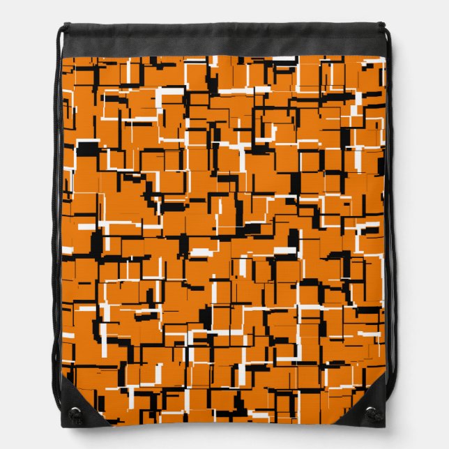 COOL Orange Black White Unique Pattern Drawstring Bag (Front)