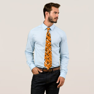 COOL Orange Black White Unique Pattern Neck Tie
