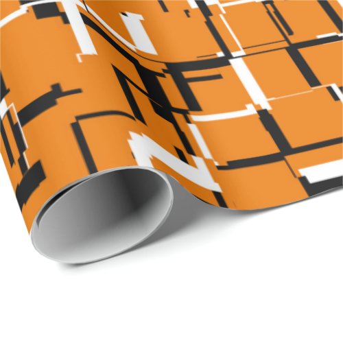 COOL Orange Black White Wrapping Paper