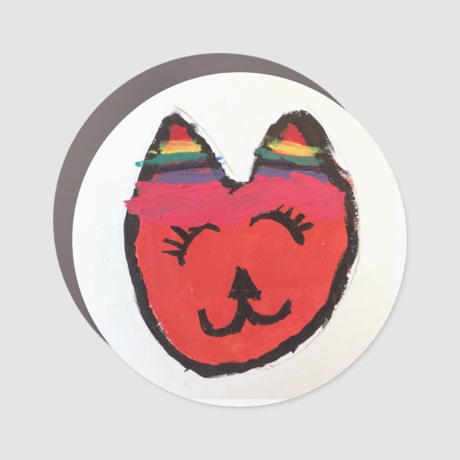 Cool orange cat car magnet (Front)