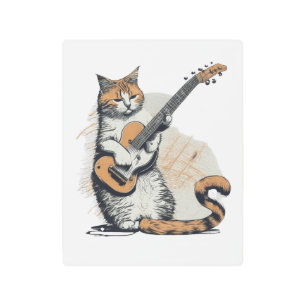 Cool Orange Cat Jamming on the Guitar Metal Print