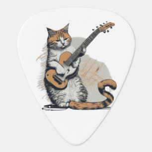 Cool Orange Cat Jamming on the Guitar Pick