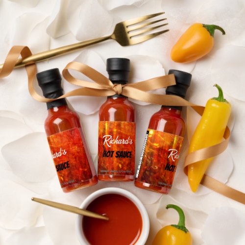 Cool Orange Flame Hot Fire Design Custom Favor Hot Sauces