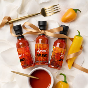 Cool Orange Flame Hot Fire Design Custom Favor Sauces