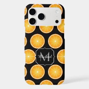Cool Orange fruit slices pattern black Monogram iPhone 17 Pro Max Case
