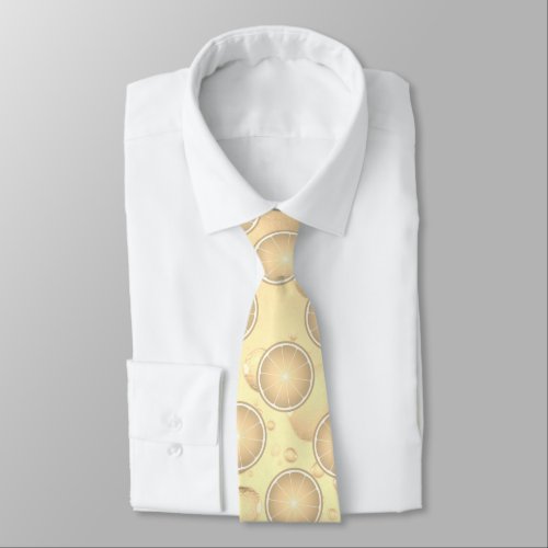 Cool Orange fruit slices pattern water drops light Neck Tie