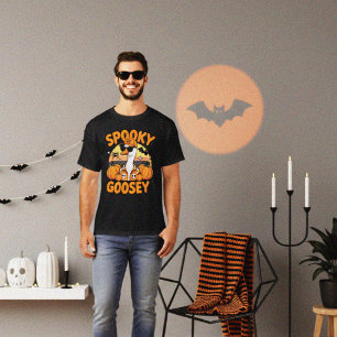Cool Orange Halloween Goose Cartoon Design T-Shirt