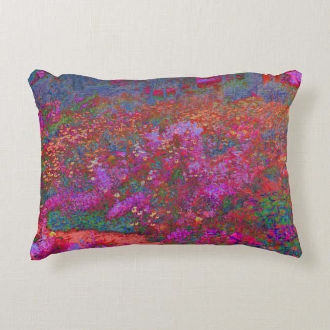 Cool Orange Panoramic Garden Flowers View Accent Pillow (Front)