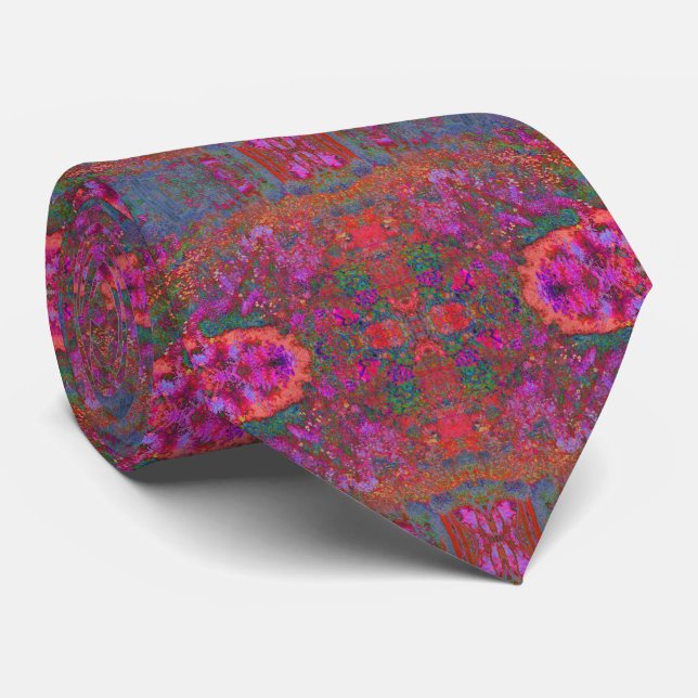 Cool Orange Panoramic Garden Flowers View Neck Tie (Rolled)
