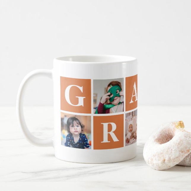 Cool Orange Photo Collage Granny Mugs (With Donut)