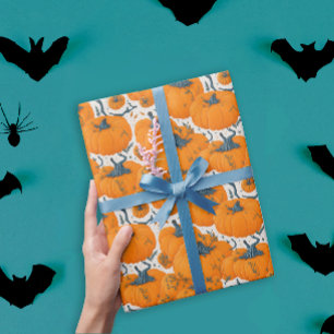 Cool Orange Pumpkins Cute Halloween Pattern Wrapping Paper
