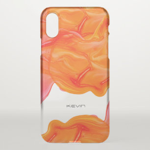 Cool Orange tone flowing geode ink iPhone X Case