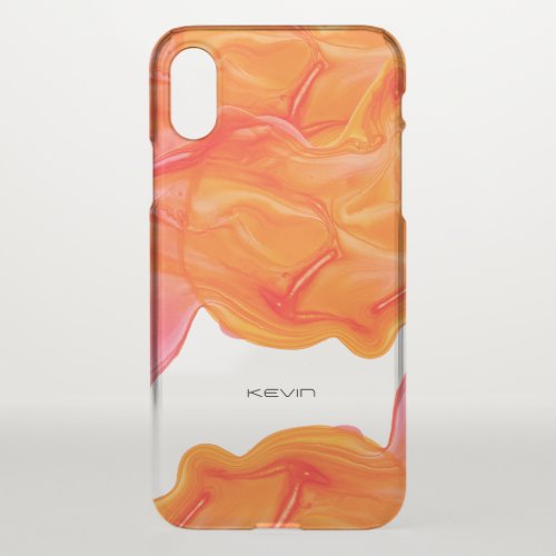 Cool Orange tone flowing geode ink iPhone X Case