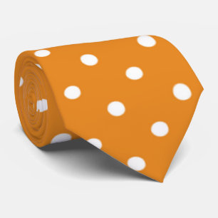 cool orange white polka dot pattern neck tie
