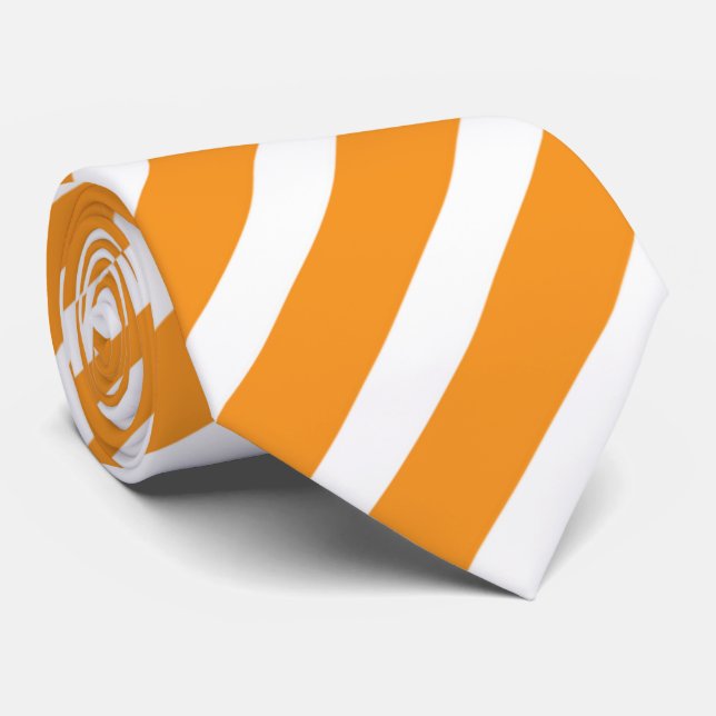 cool orange white stripe pattern neck tie (Rolled)