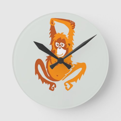 Cool ORANGUTAN _ Endangered animal _ Round Clock